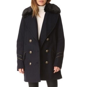 Women’s Free People Sedgwick Pea Coat, Navy Blue Size XS